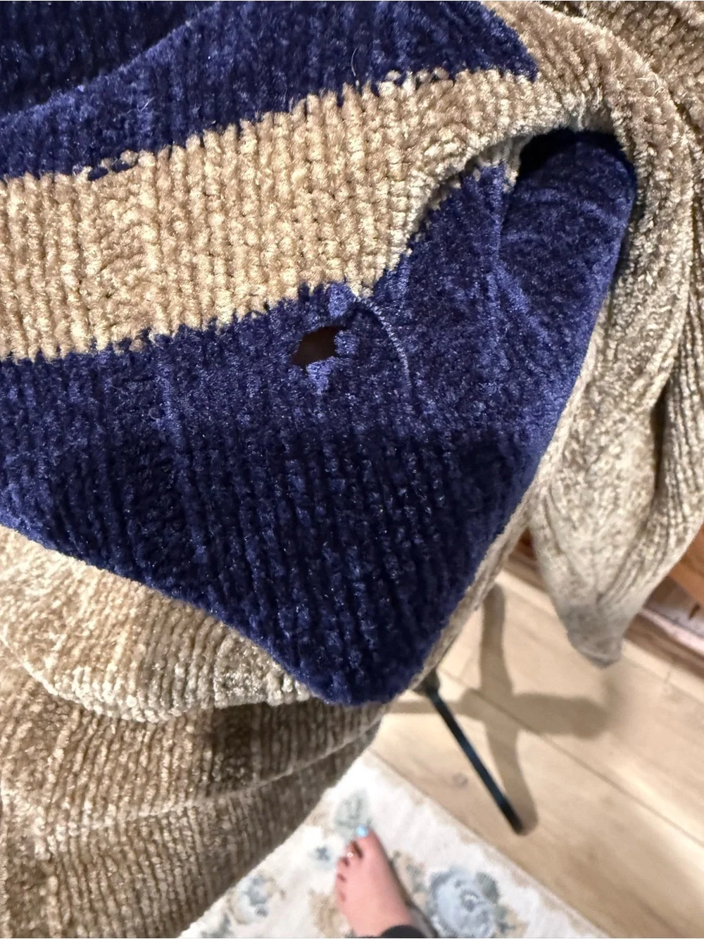 Route 66 Olive Green Sweater with Navy Stripe